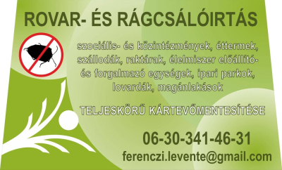 Rovar és rágcsálóirtás, fertőtlenítés Pest megyében Ferenczi Levente