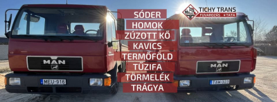 Homok, sóder, építési törmelék szállítás, fuvarozás  építőipari ömlesztett áruk Komárom-Esztergom megye Tichy fuvar